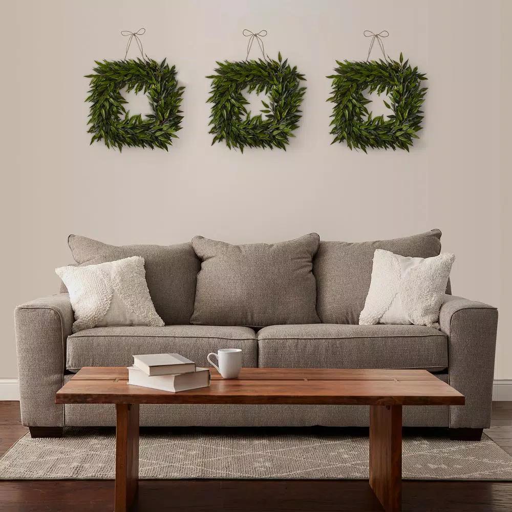 Pure Garden 22 in. Square Artificial Ficus Microphylla Leaf Wreath, Green