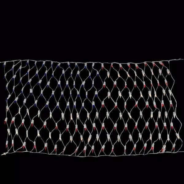 Northlight 200-Light American Flag Red White and Blue Mini Net Lights with White Wire, 24 in. x 33 in.
