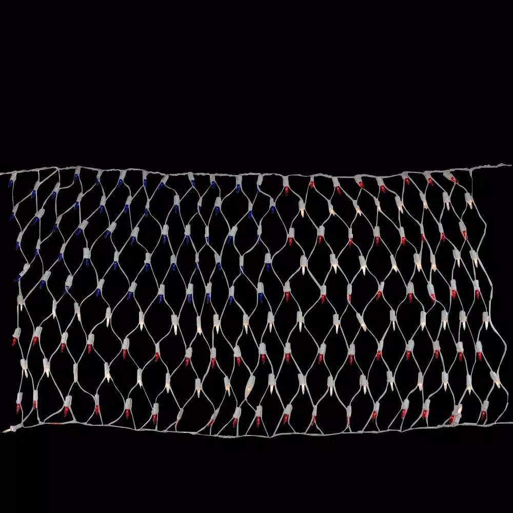 Northlight 200-Light American Flag Red White and Blue Mini Net Lights with White Wire, 24 in. x 33 in.