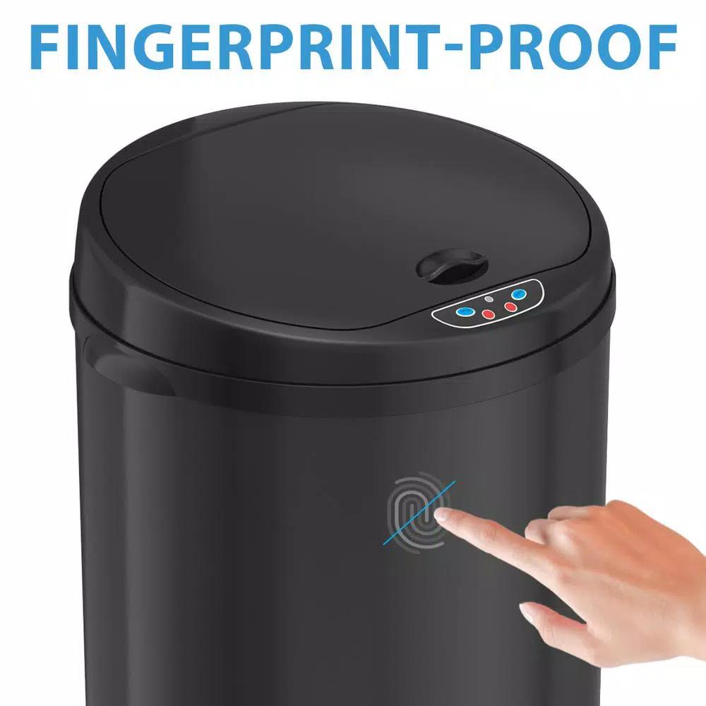 iTouchless 13 Gallon Matte Black Touchless Motion Sensor Trash Can with Odor Filter