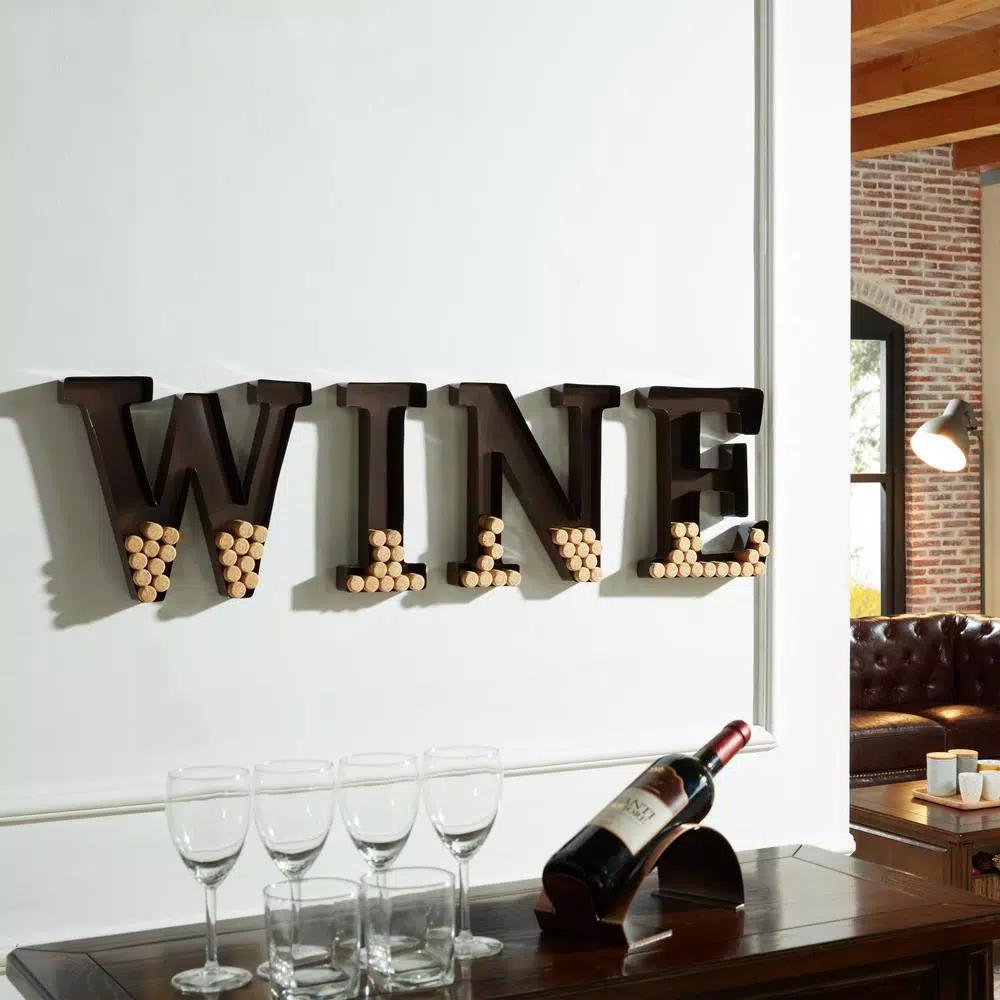 DANYA B Metal Wall Mount WINE Letters Cork Holder Decor