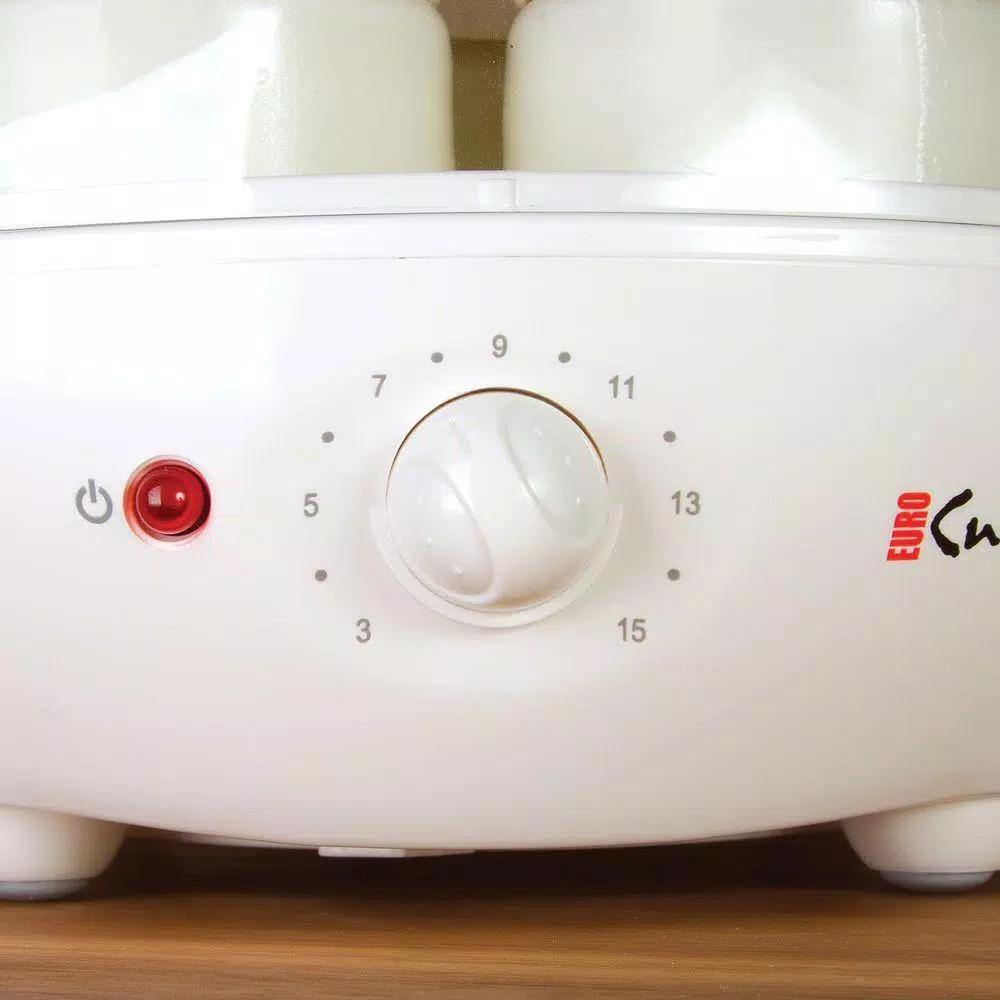 Euro Cuisine 1.31 Qt. Automatic Yogurt Maker with 7 Glass Jars and Built-In Timer, White