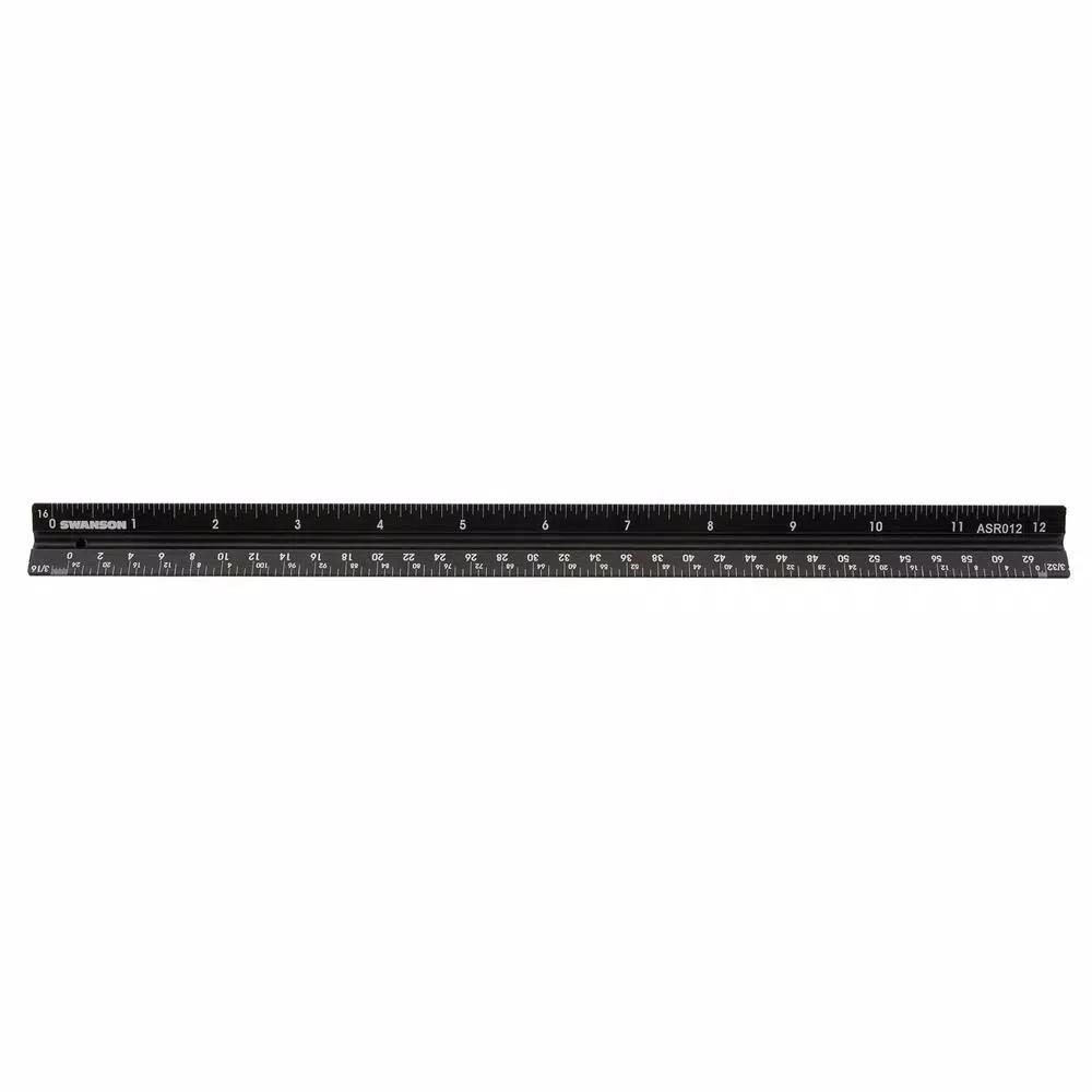 Swanson 12 in. Aluminum Scale Ruler, 3-Sided Precision Measuring Tool