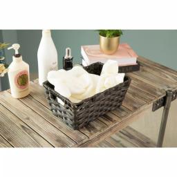 Vintiquewise Black Plastic Wicker Shelf Basket Organizer with Handles thumbnail 7