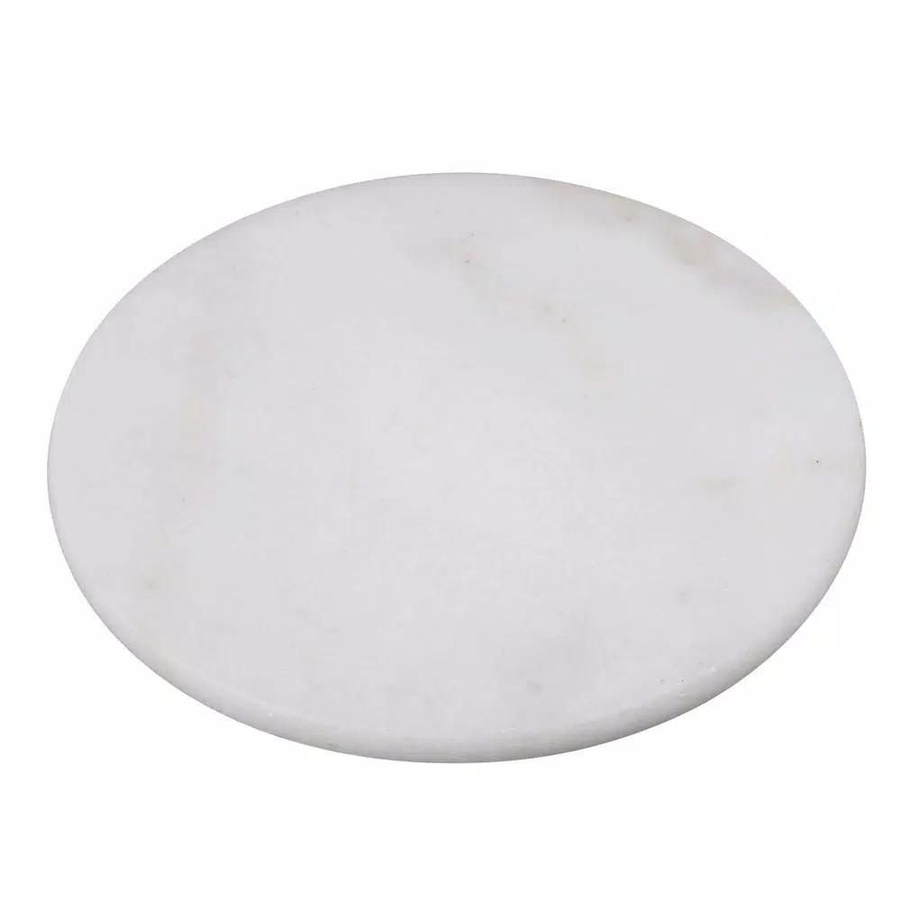 Creative Home Natural Marble Round Trivet and Cheese Serving Board, 8 in., Off-White