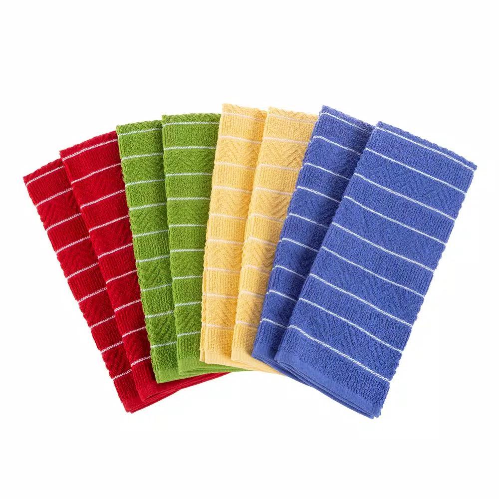 Unbranded 100% Cotton Striped Chevron Weave Kitchen Towels, Set of 8