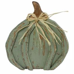 Northlight 11.75 in. Blue Distressed Wood Pumpkin Table Top Decoration thumbnail 1