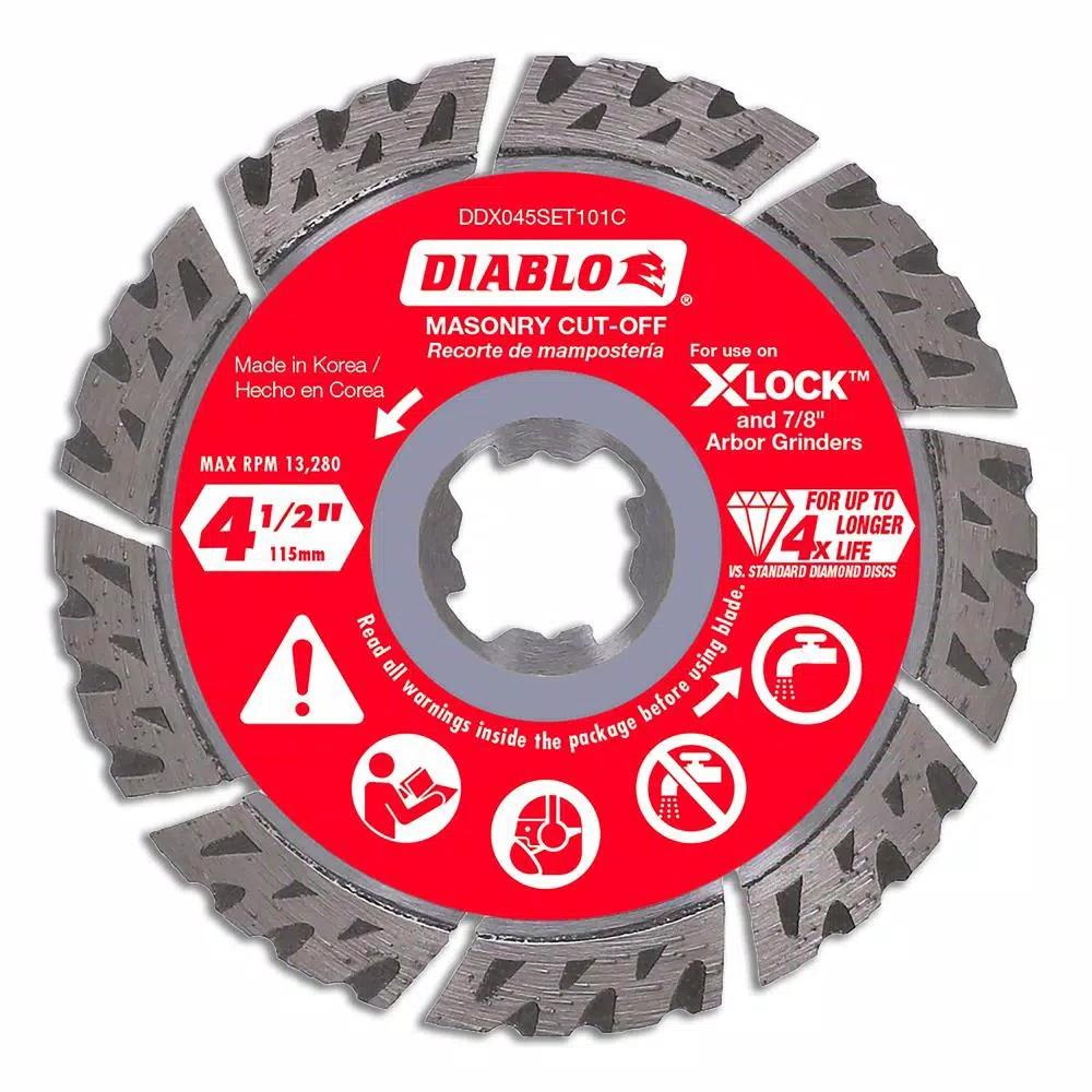 Diablo 4-1/2 in. Diamond Segmented Turbo Masonry Cut-Off Wheel with X-Lock & 7/8 in. Arbor