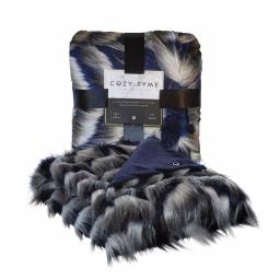 Unbranded Caron Navy Reversible Faux Fur and Micromink Throw Blanket, 50 in. x 60 in. thumbnail 5