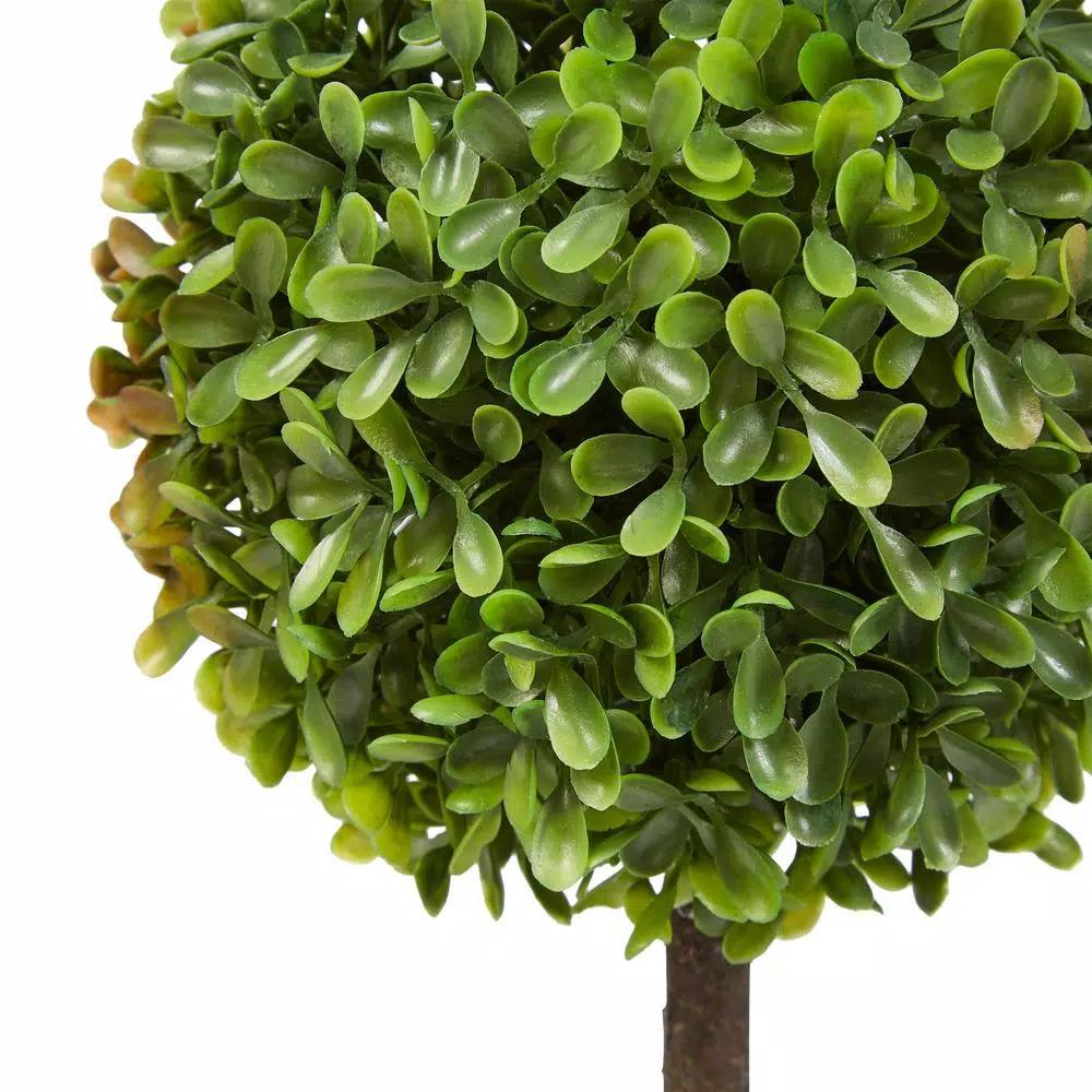 Pure Garden 11.5 in. Faux Boxwood Topiary Arrangements with Decorative Pots, Set of 3