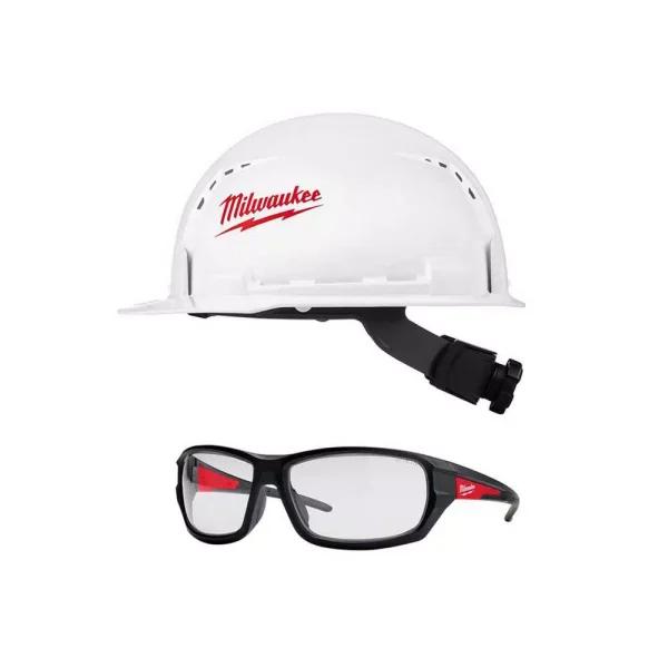 Milwaukee BOLT White Type 1 Class C Vented Hard Hat with Performance Safety Glasses Bundle
