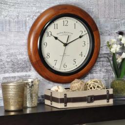 FirsTime & Co. FirsTime 11 in. Walnut Solid Wood Round Wall Clock thumbnail 1