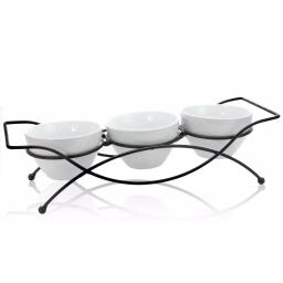 GIBSON elite Splendid Grace White Ceramic Divided Serving Set with Metal Rack (5-Piece) thumbnail 1