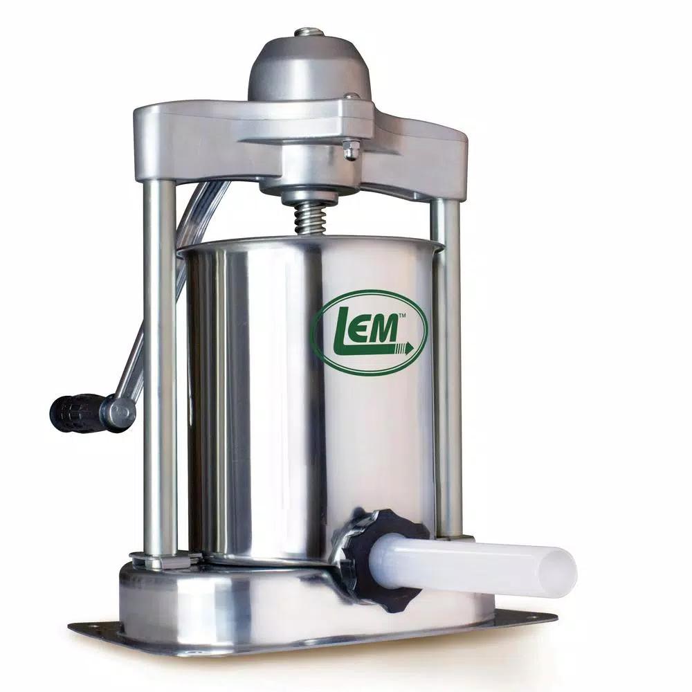 LEM Mighty Bite 15 lbs. Stainless Steel Vertical Sausage Stuffer with Hardened Steel Gears