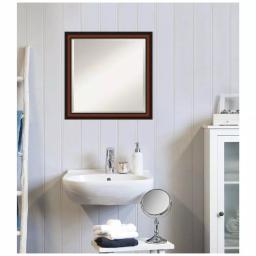 Amanti Art Cyprus 23 in. W x 23.12 in. H Square Beveled Edge Wood Bathroom Vanity Mirror, Dark Brown Walnut thumbnail 6