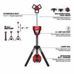 Milwaukee M18 ROCKET LED Tower Light/Charger Kit with 8.0 Ah Battery thumbnail 3