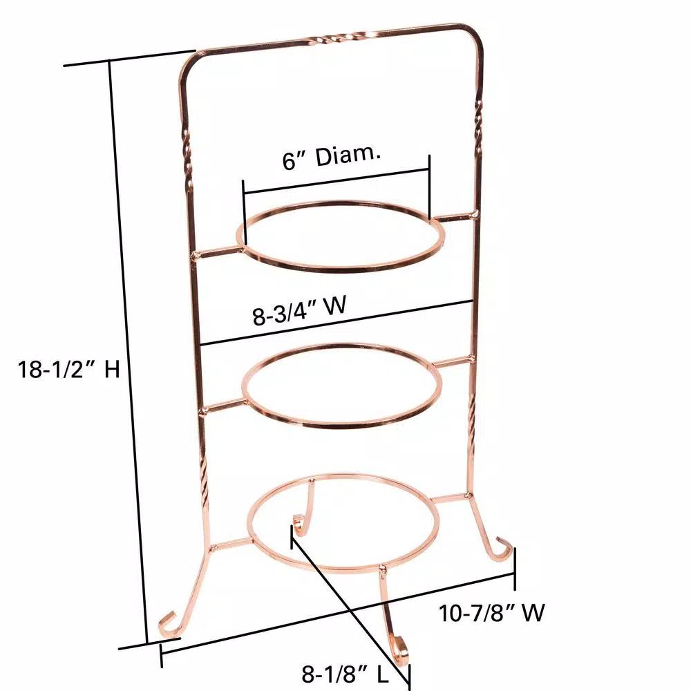 Creative Home 3-Tier Copper Plated Cake Stand & Dessert Display Rack, Handcrafted Iron Tiered Serving Tray