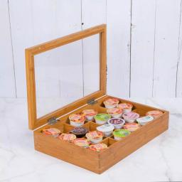 Creative Home Natural Bamboo Single Serve Coffee Pod Holder with Acrylic Cover, Holds 24 Pods thumbnail 3
