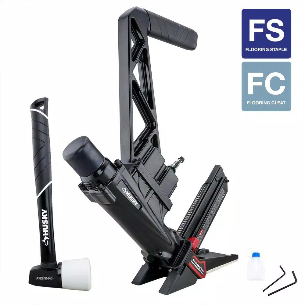 Husky 3-in-1 Pneumatic Flooring Nailer and Stapler, 15.5 and 16 Gauge, 2 in.