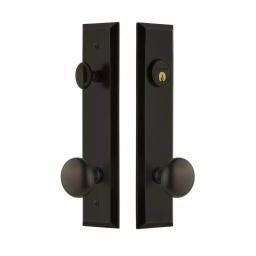 Grandeur Fifth Avenue Tall Plate Keyed Entry Handleset with Knob, Timeless Bronze, 2-3/8 in. Backset thumbnail 1