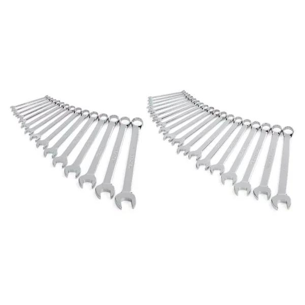TEKTON 34-Piece Combination Wrench Set, 1/4 in. to 1 in. and 6 mm to 24 mm
