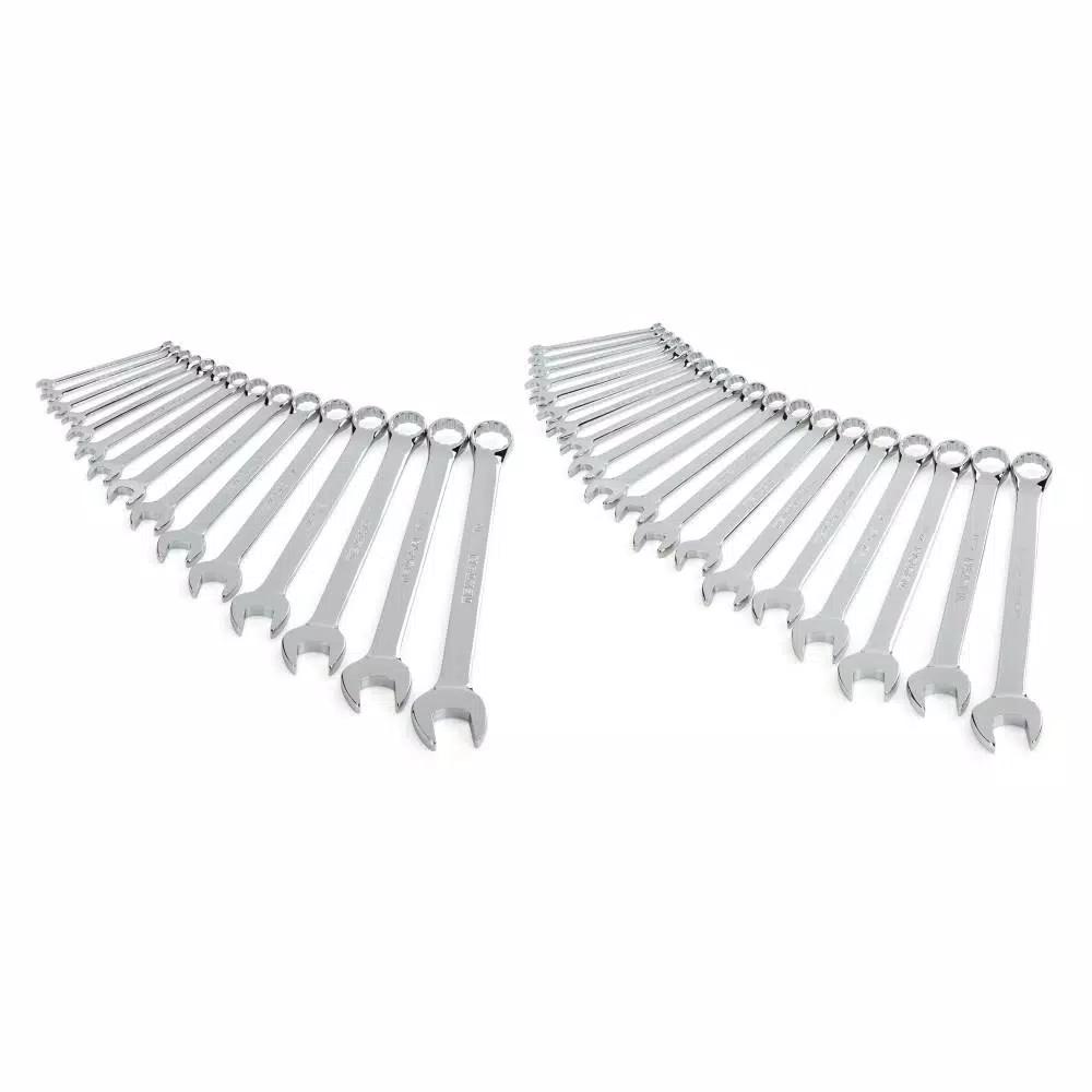 TEKTON 34-Piece Combination Wrench Set, 1/4 in. to 1 in. and 6 mm to 24 mm