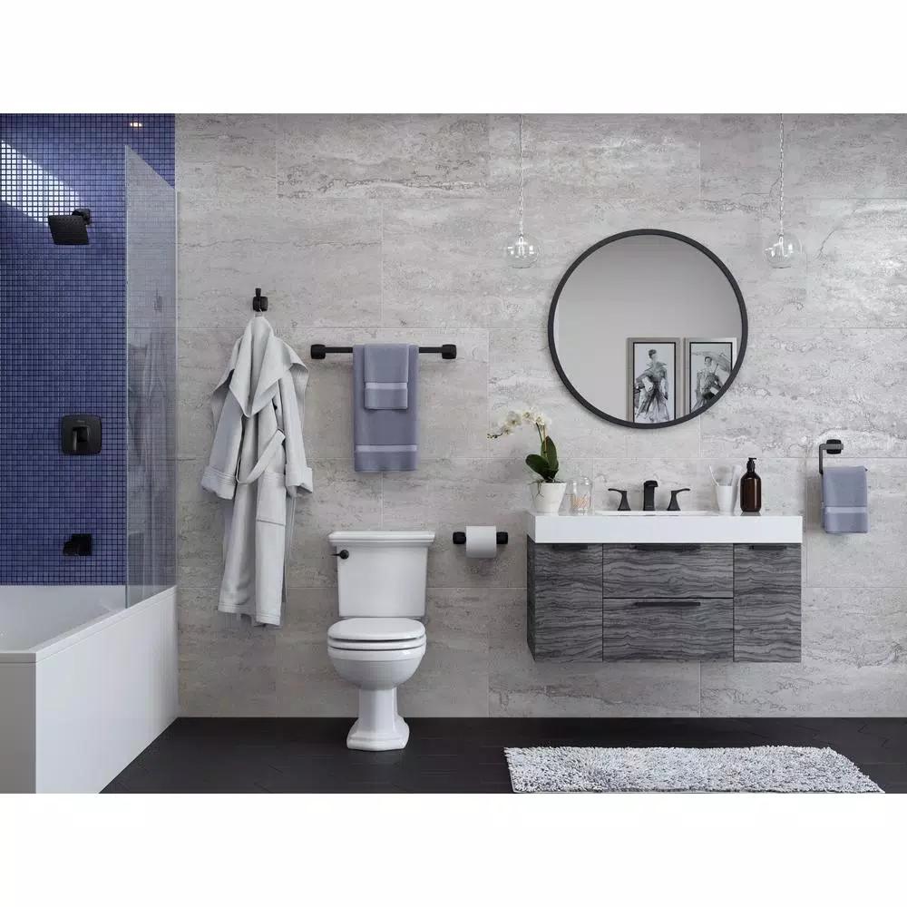 Pfister Venturi 18 in. Single Towel Bar, Matte Black Modern Metal Wall Mount