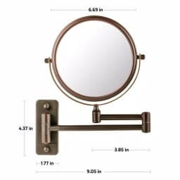 Ovente Wall Mounted Dual-Sided Makeup Mirror, 1x/10x Magnification, Antique Bronze thumbnail 5