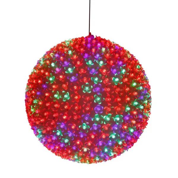 Alpine Corporation 13 in. Large Flashing Sphere Ornament with 500 Multi-Colored LED Lights