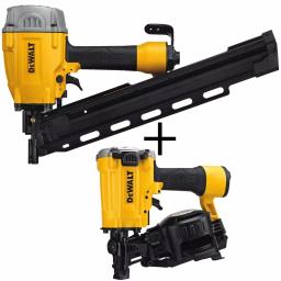 DEWALT Pneumatic 21° Collated Framing Nailer & 15° Coil Roofing Nailer Combo Kit thumbnail 1
