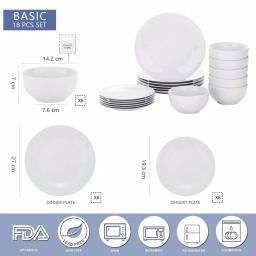 Boyel Living 18-Piece Modern White Porcelain Dinnerware Set, Service for 6 thumbnail 7