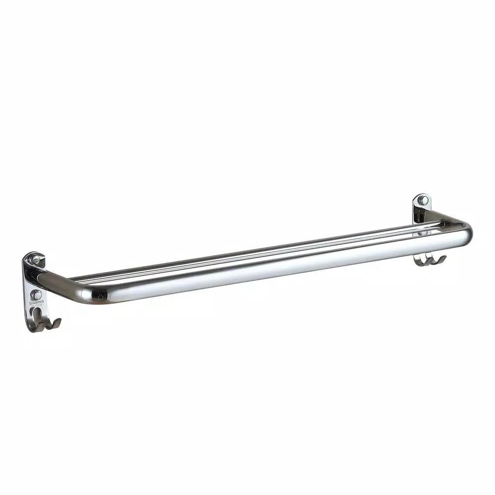 Unbranded 23.5 in. Stainless Steel Towel Rail with 2 Hooks, Chrome Polished Bathroom Towel Rack