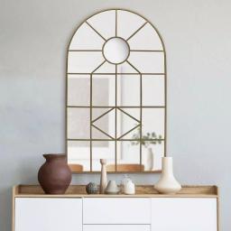 Home Decorators Collection Arched Gold Windowpane Accent Mirror, 24 x 39.3 in. thumbnail 4