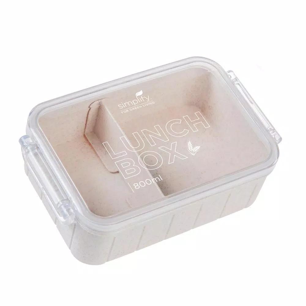 Kitchen Details Simplify Eco-Friendly Natural Plant Fiber Lunch Box Set, 2 Pack, Beige