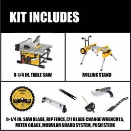 DEWALT 15 Amp 8-1/4 in. Compact Corded Jobsite Table Saw with Heavy-Duty Rolling Stand thumbnail 2