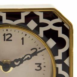Zentique Black and White Patterned Analog Desk Clock with Gold Trim, 5x5 in. thumbnail 3