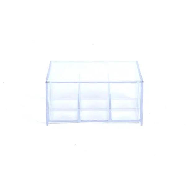 Mind Reader Clear Acrylic 6-Compartment Tea Bag Organizer and Pantry Storage Container with Lid