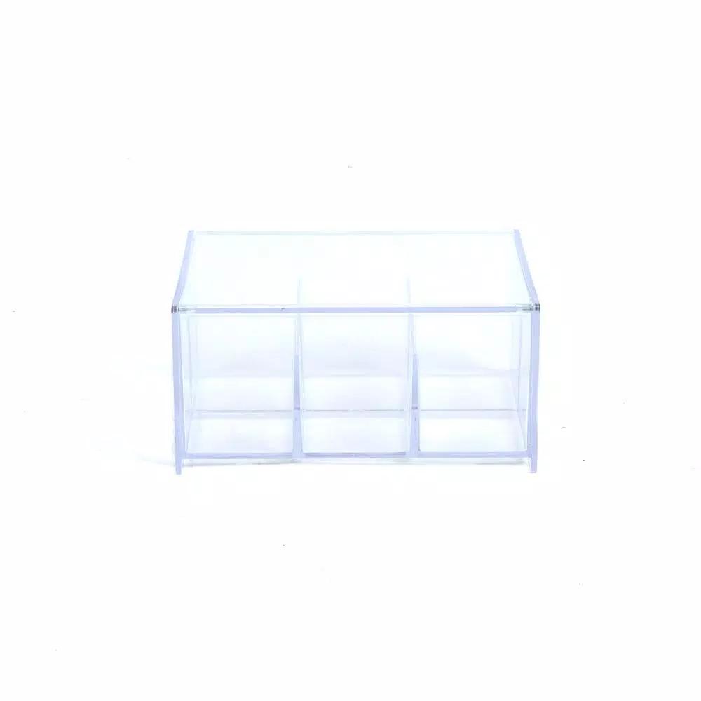 Mind Reader Clear Acrylic 6-Compartment Tea Bag Organizer and Pantry Storage Container with Lid