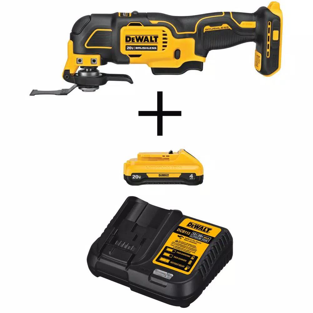 DEWALT 20V MAX Cordless Brushless Oscillating Multi-Tool Kit with 4.0 Ah Battery and Charger