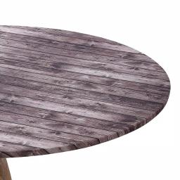 Brielle Home 42" Round Cotton Fitted Table Cover, Distressed Wood Print thumbnail 6