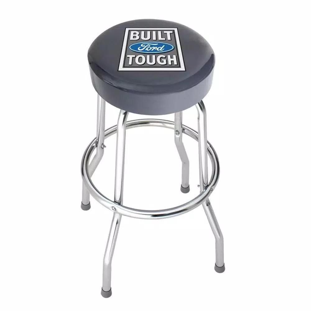 Plasticolor Built Ford Tough Officially Licensed Garage Shop Stool with Chrome Steel Frame