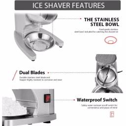 VIVOHOME 11 oz Electric Ice Crusher and Snow Cone Machine, Dual Blades, Silver Stainless Steel thumbnail 5