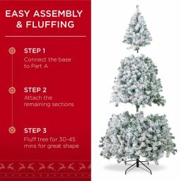 Best Choice Products 7.5 ft. Pre-Lit Flocked Artificial Christmas Tree with 550 Warm White Incandescent Lights thumbnail 4