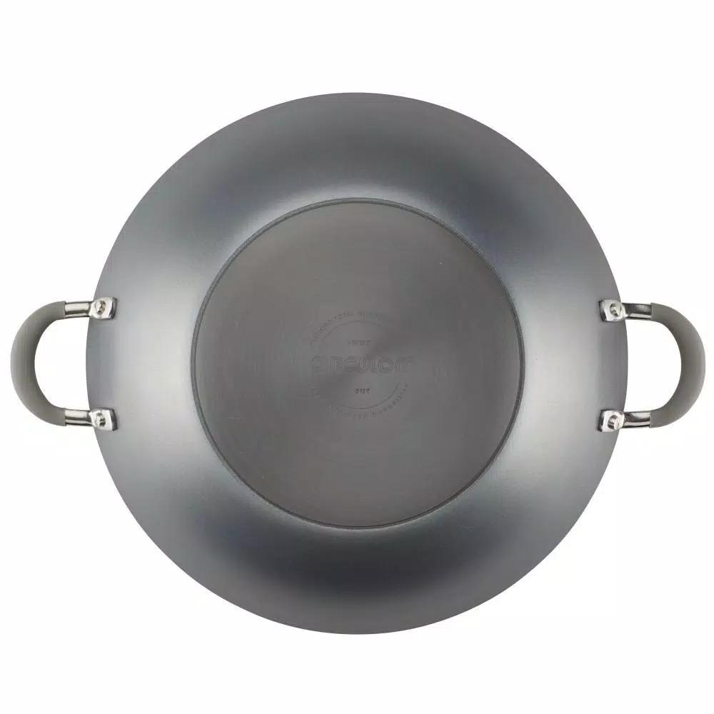 Circulon Elementum 14-Inch Hard-Anodized Nonstick Covered Wok with Side Handles, Oyster Gray