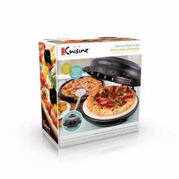 Euro Cuisine 12 in. Black Electric Pizza Maker with Rotating Tray and Lid thumbnail 5
