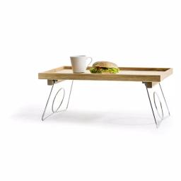 Sagaform Nature Solid Oak Bed Tray with Stainless Steel Folding Legs thumbnail 2