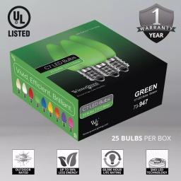 Wintergreen Lighting OptiCore C7 LED Green Smooth Opaque Christmas Light Bulbs, 25-Pack thumbnail 2