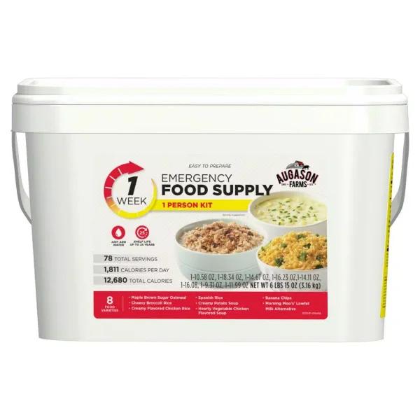 Augason Farms 2 Gal. Emergency Food Supply Pail - 1 Week 1-Person Survival Kit, 78 Servings