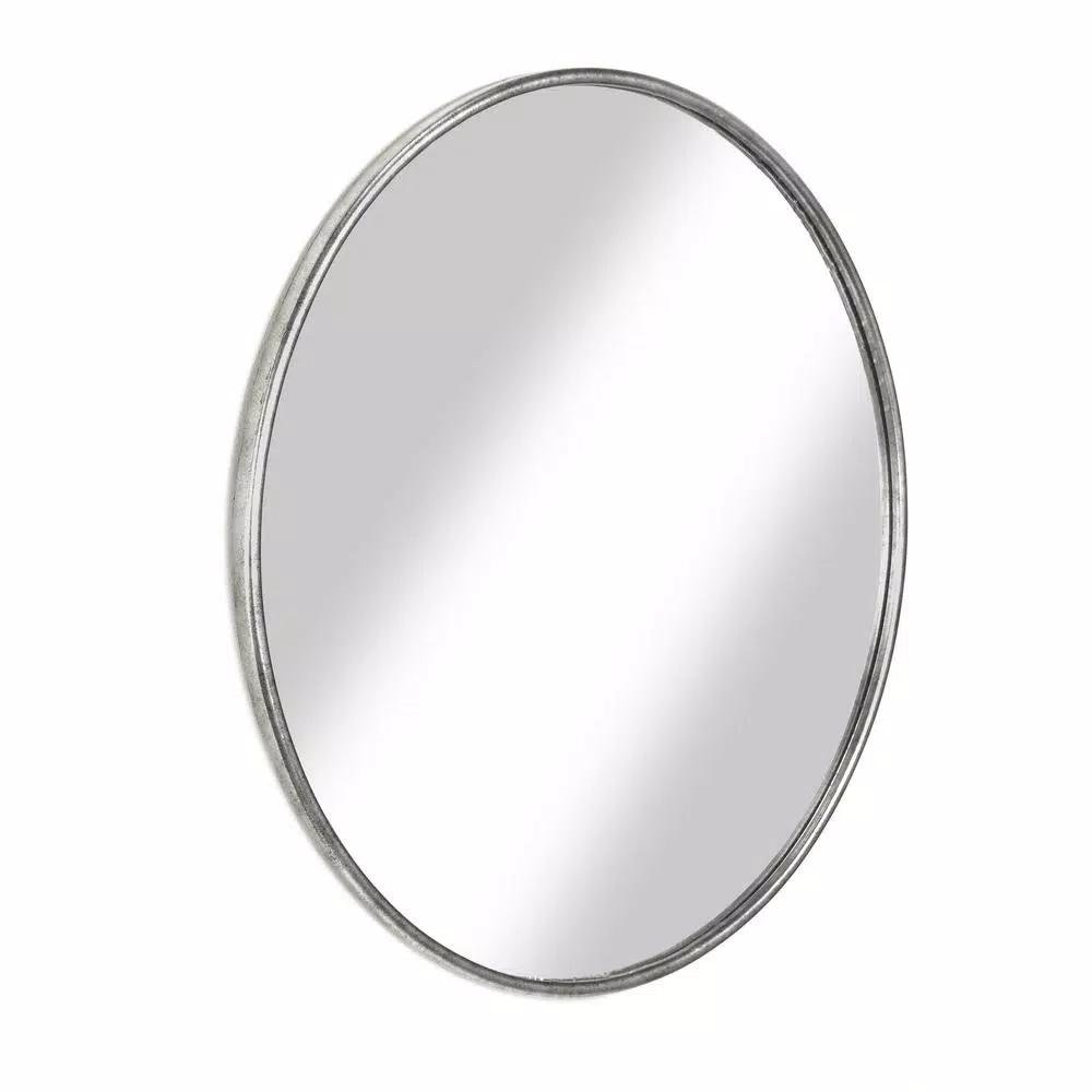 Martin Svensson Home Contemporary Round Pewter Metal Frame Accent Mirror, 36 in. x 36 in.