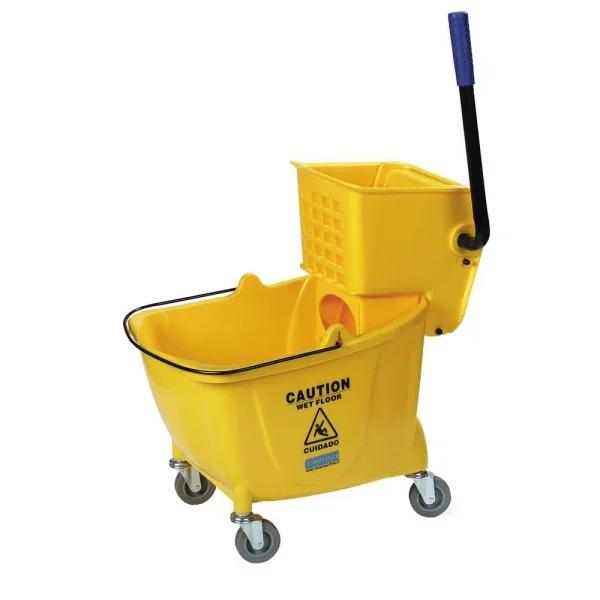 Carlisle 35 qt. Yellow Mop Bucket with Side Press Wringer